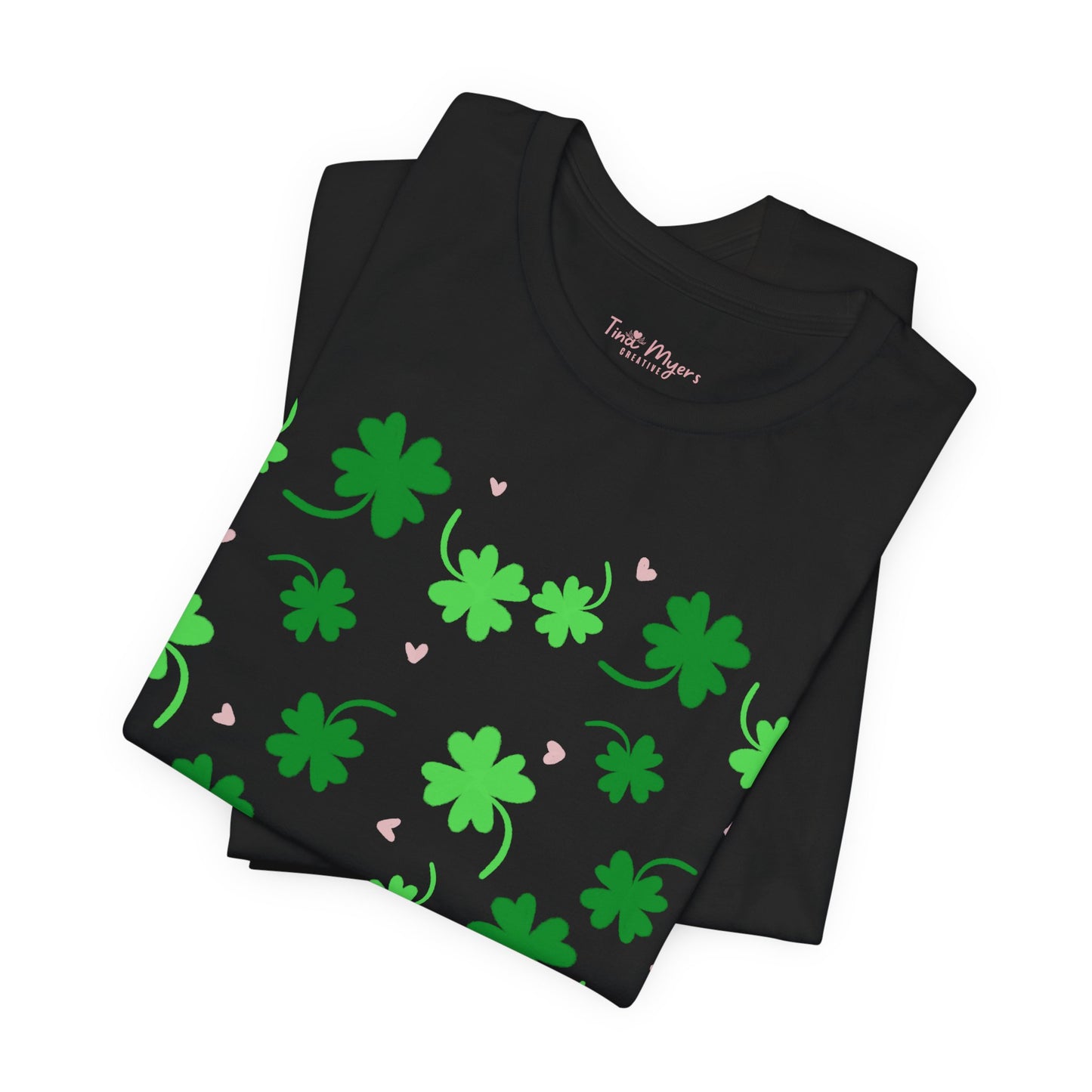 Lucky Four Leaf Clover Pattern Tee, St. Patrick's Day Shirt, Irish Luck T-Shirt, Good Luck Charm Top, Shamrock Print Apparel