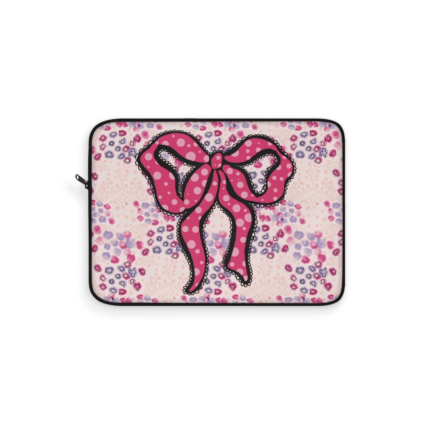 Pink Ruffle Bow Design Laptop Sleeve, Protective Computer Cover, Tech Accessories, Geometric Design Padded Case, Tablet Bag, Gift for Student