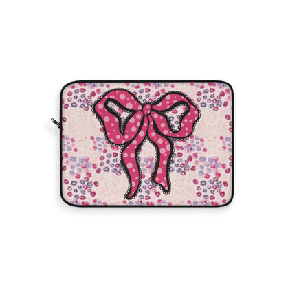 Pink Ruffle Bow Design Laptop Sleeve, Protective Computer Cover, Tech Accessories, Geometric Design Padded Case, Tablet Bag, Gift for Student