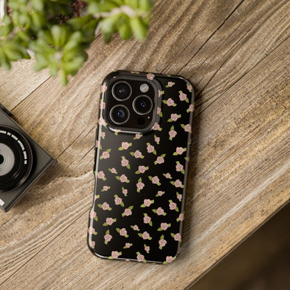 Black Coquette Pink Rosettes, Magnetic Tough Cases,  Phone Accessories, Unique Gifts, Protective Phone Covers, Floral Design