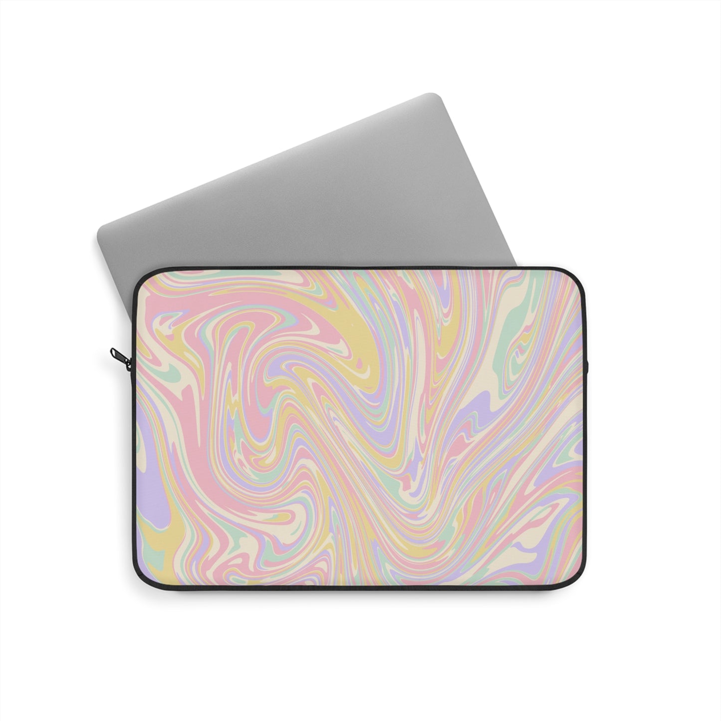 Pastel Swirl Pattern Laptop Sleeve, Protective Computer Cover, Tech Accessories, Geometric Design Padded Case, Tablet Bag, Gift for Student