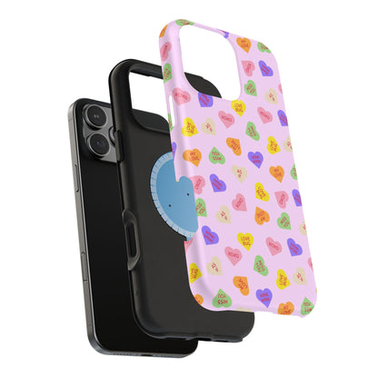 Sweet Candy Hearts, MagSafe Magnetic Tough Cases, iPhone 16 pro max case, Phone Accessories, Valentine's Day, Protective Phone Covers