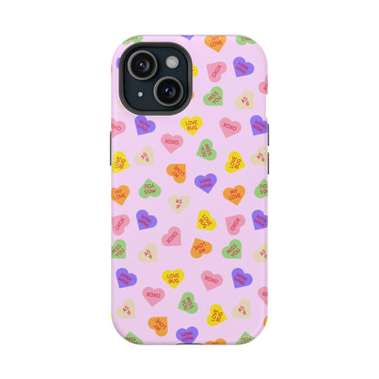 Sweet Candy Hearts, MagSafe Magnetic Tough Cases, iPhone 16 pro max case, Phone Accessories, Valentine's Day, Protective Phone Covers