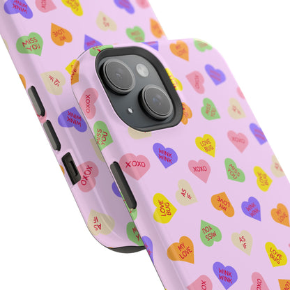 Sweet Candy Hearts, MagSafe Magnetic Tough Cases, iPhone 16 pro max case, Phone Accessories, Valentine's Day, Protective Phone Covers