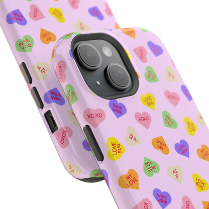 Sweet Candy Hearts, MagSafe Magnetic Tough Cases, iPhone 16 pro max case, Phone Accessories, Valentine's Day, Protective Phone Covers