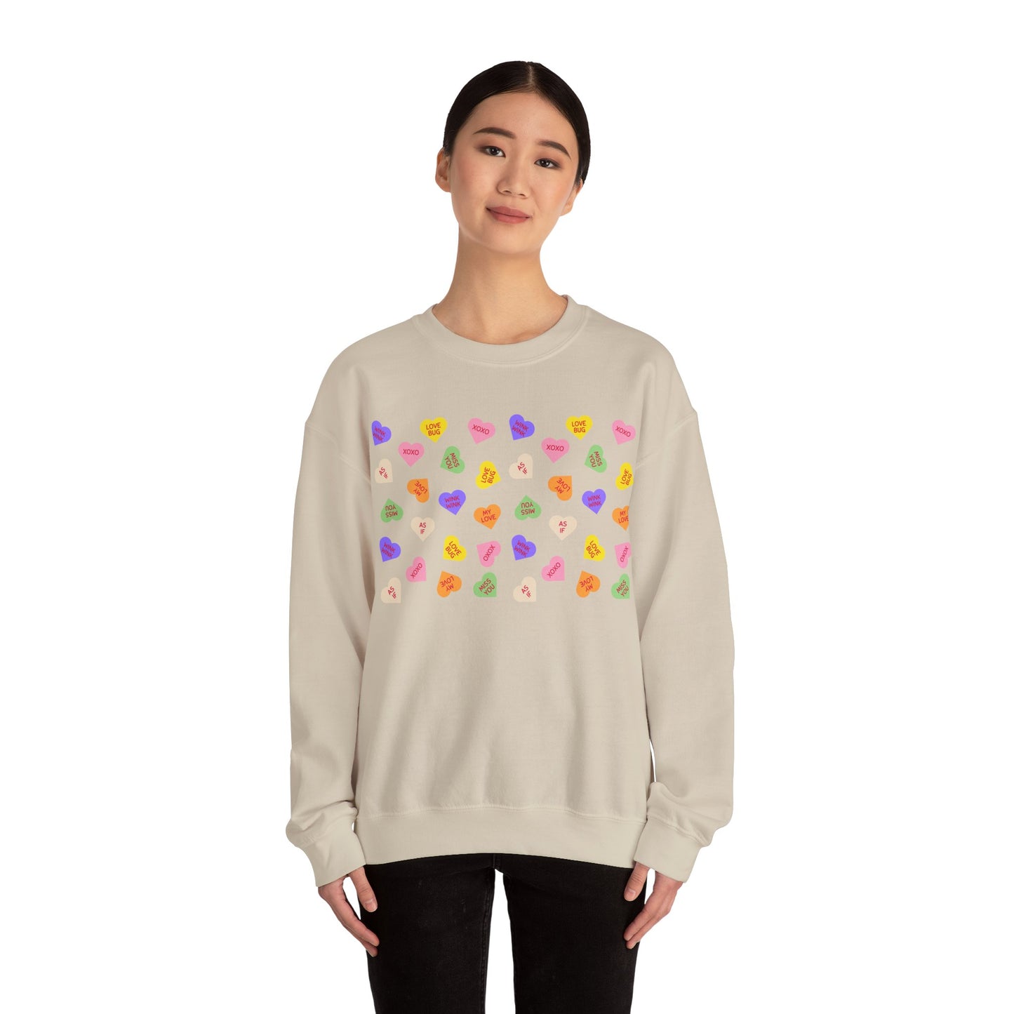 Sweet Heart Candy Valentine Sweatshirt, Crewneck Jumper, Unisex Sweater, Cozy Pullover, Winter Fashion Top