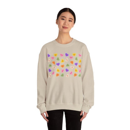 Sweet Heart Candy Valentine Sweatshirt, Crewneck Jumper, Unisex Sweater, Cozy Pullover, Winter Fashion Top