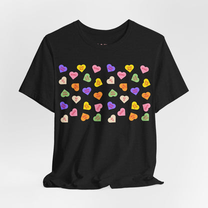 Sweet Heart Valentine Pattern T-Shirt, Shirt, Top, Tee - Unisex Jersey Short Sleeve Shirt for All Ages and Genders