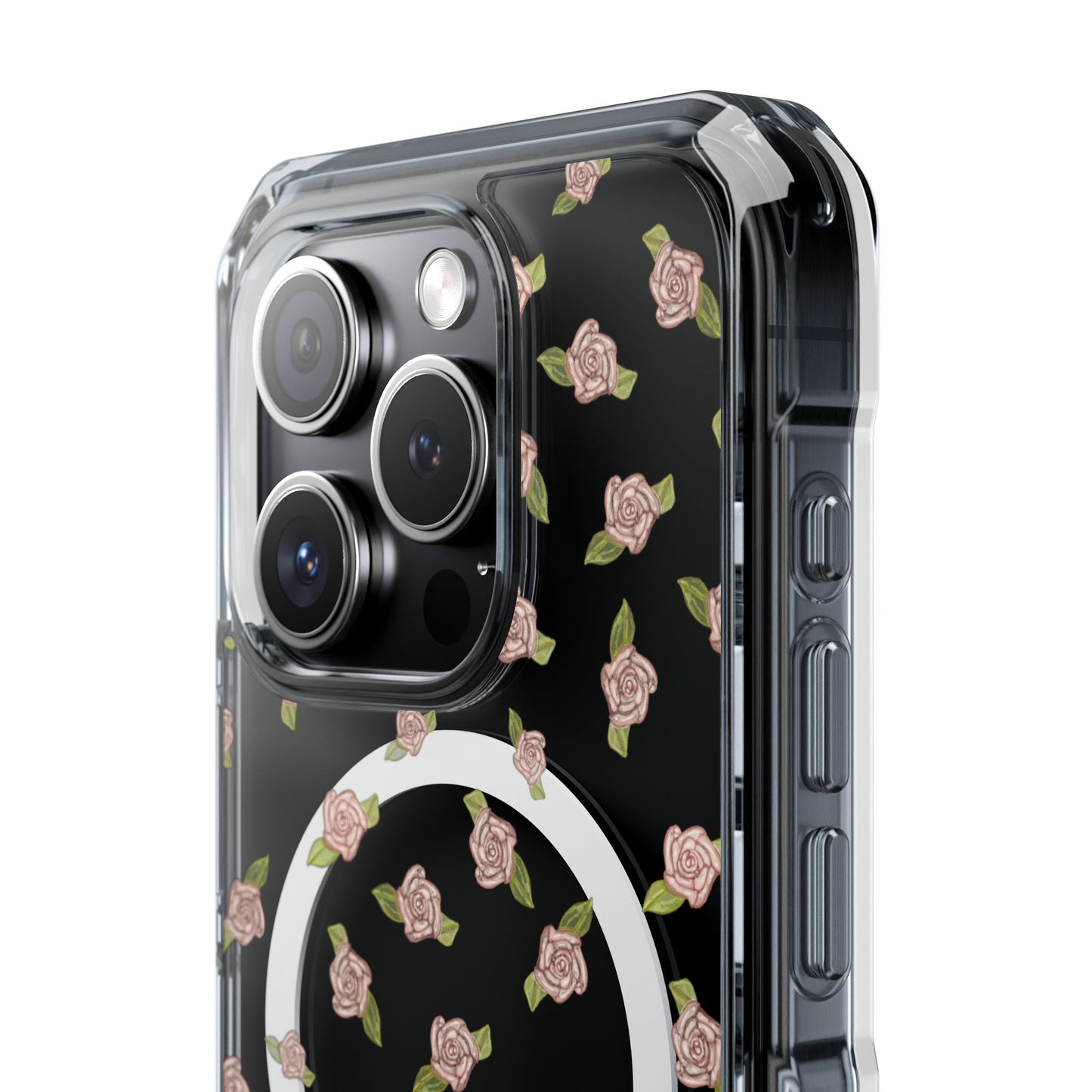 iPhone Case, Clear Magsafe Coquette Pink Rosettes, Protective Phone Cover, Transparent Magnetic Case, Impact Resistant, Gift for Her