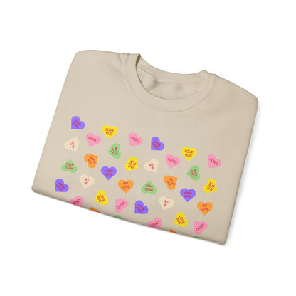 Sweet Heart Candy Valentine Sweatshirt, Crewneck Jumper, Unisex Sweater, Cozy Pullover, Winter Fashion Top