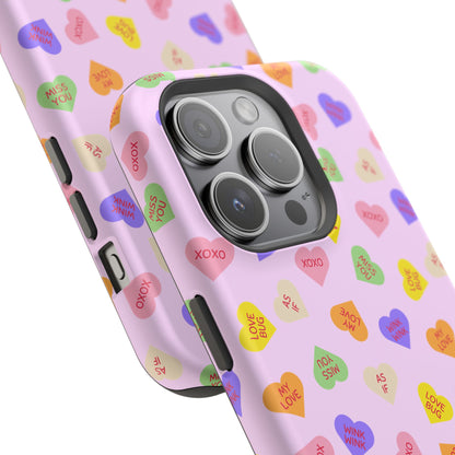 Sweet Candy Hearts, MagSafe Magnetic Tough Cases, iPhone 16 pro max case, Phone Accessories, Valentine's Day, Protective Phone Covers