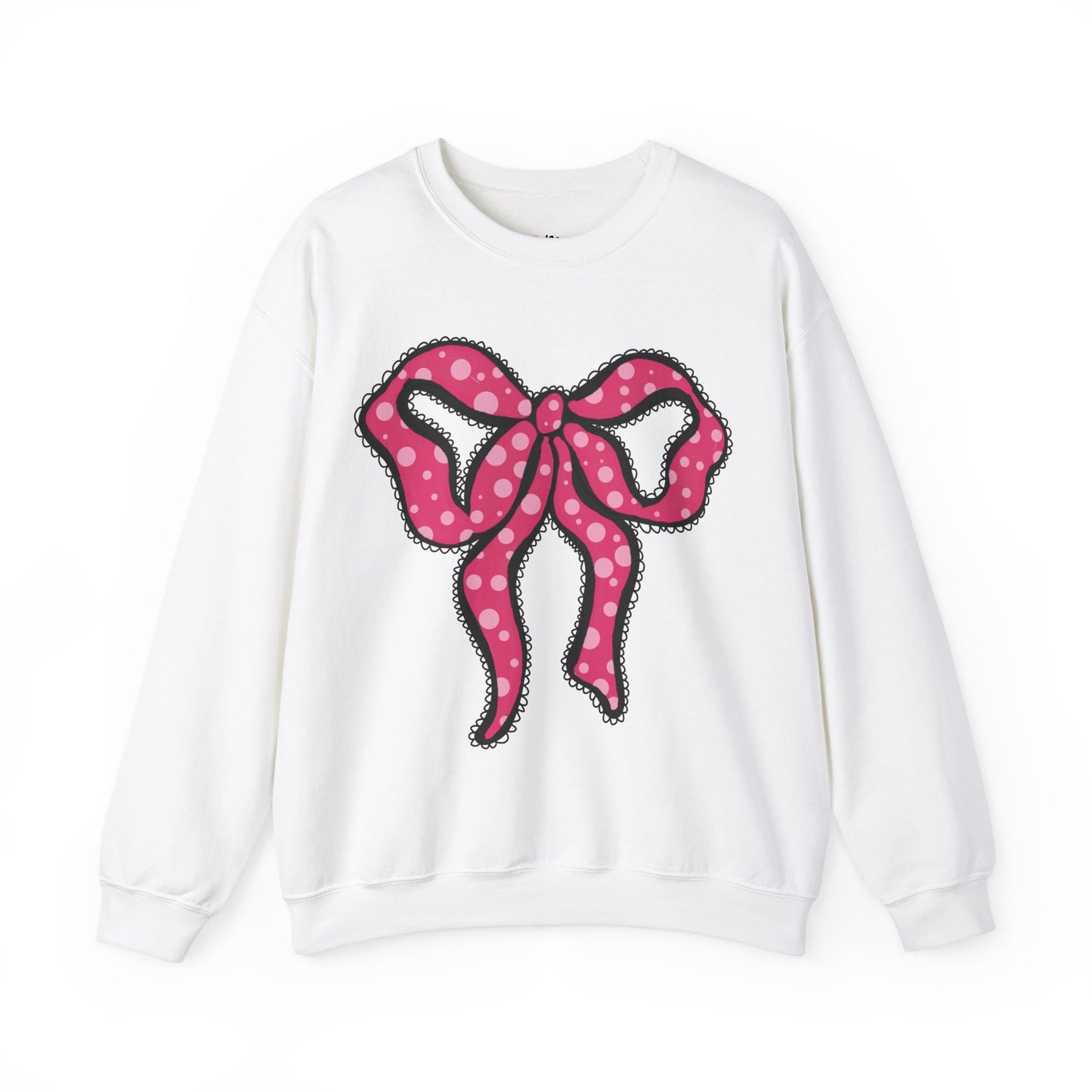 Pink Ruffle Bow Sweatshirt, Crewneck Jumper, Unisex Sweater, Cozy Pullover, Winter Fashion Top