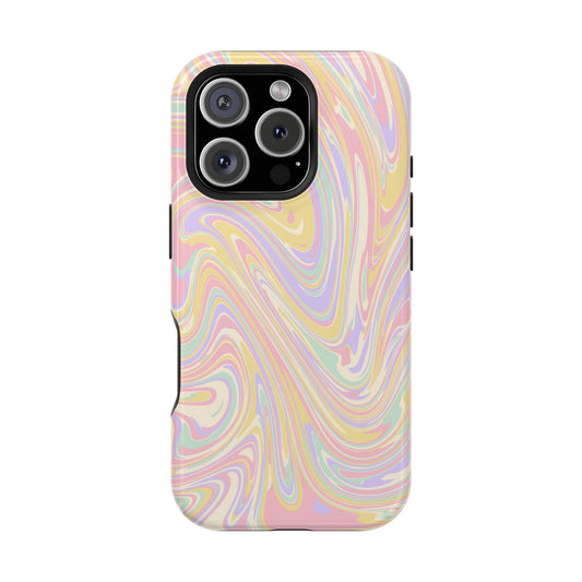 Pastel Swirl Design iPhone Phone Case, MagSafe Magnetic Tough Cases,  Phone Accessories, Unique Gifts, Protective Phone Covers, Floral Design
