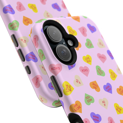 Sweet Candy Hearts, MagSafe Magnetic Tough Cases, iPhone 16 pro max case, Phone Accessories, Valentine's Day, Protective Phone Covers