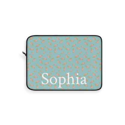 Blue Rose Coquette Pattern Laptop Sleeve, Personalized Protective Computer Cover, Tech Accessories, Tablet Bag, Padded Case