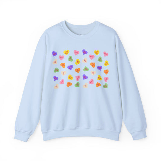 Sweet Heart Candy Valentine Sweatshirt, Crewneck Jumper, Unisex Sweater, Cozy Pullover, Winter Fashion Top