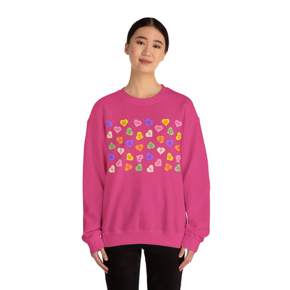 Sweet Heart Candy Valentine Sweatshirt, Crewneck Jumper, Unisex Sweater, Cozy Pullover, Winter Fashion Top