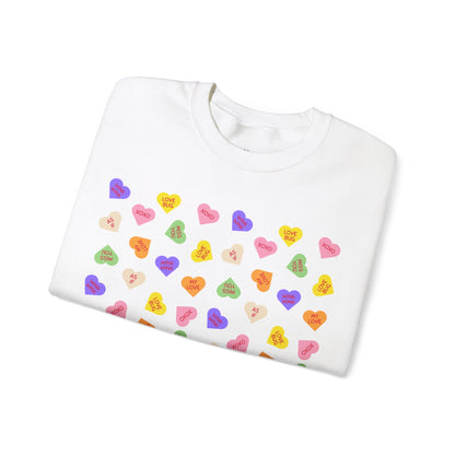 Sweet Heart Candy Valentine Sweatshirt, Crewneck Jumper, Unisex Sweater, Cozy Pullover, Winter Fashion Top