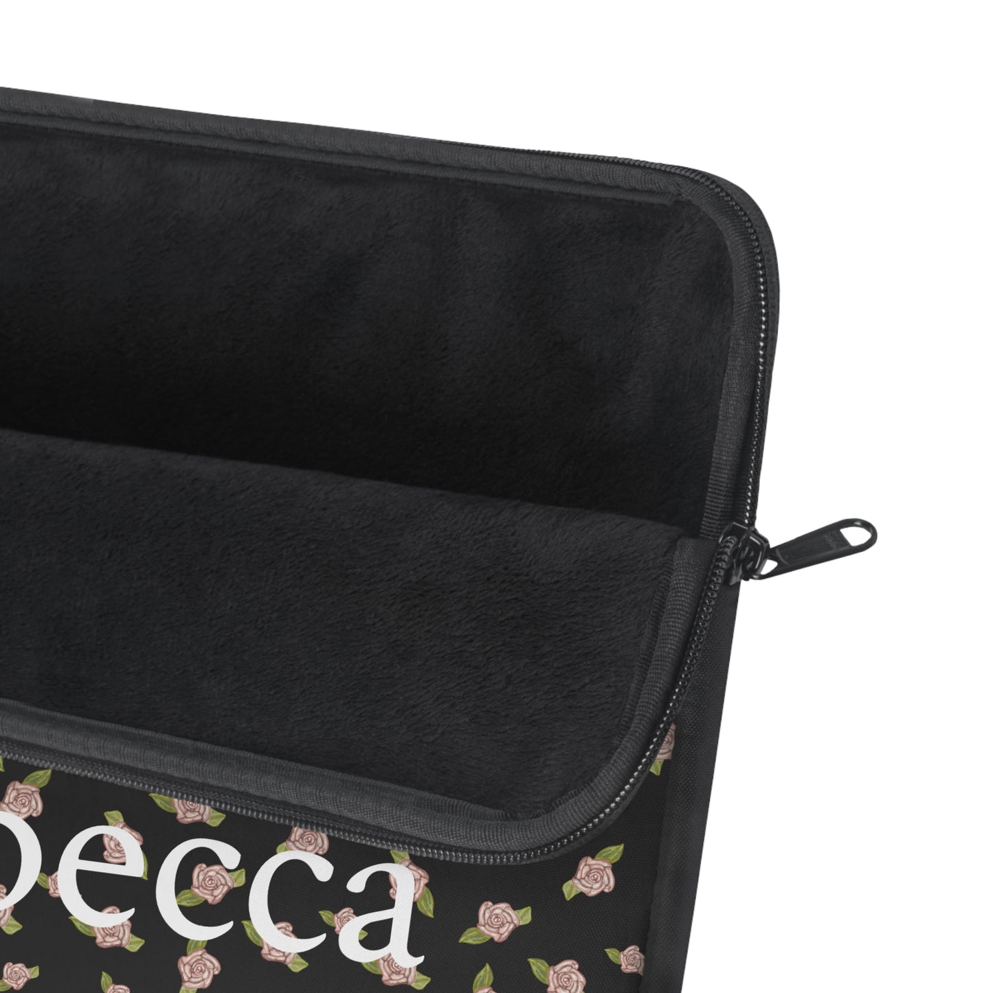 Black and Pink Coquette Rose Pattern Laptop Sleeve, Personalized Protective Computer Cover, Tech Accessories, Tablet Bag, Padded Case