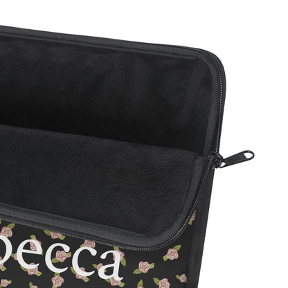 Black and Pink Coquette Rose Pattern Laptop Sleeve, Personalized Protective Computer Cover, Tech Accessories, Tablet Bag, Padded Case