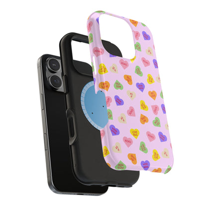 Sweet Candy Hearts, MagSafe Magnetic Tough Cases, iPhone 16 pro max case, Phone Accessories, Valentine's Day, Protective Phone Covers