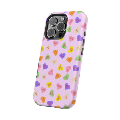 Sweet Candy Hearts, MagSafe Magnetic Tough Cases, iPhone 16 pro max case, Phone Accessories, Valentine's Day, Protective Phone Covers