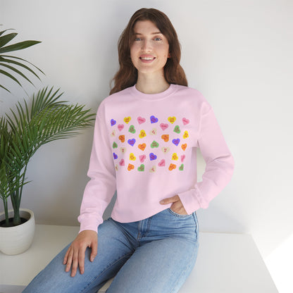 Sweet Heart Candy Valentine Sweatshirt, Crewneck Jumper, Unisex Sweater, Cozy Pullover, Winter Fashion Top