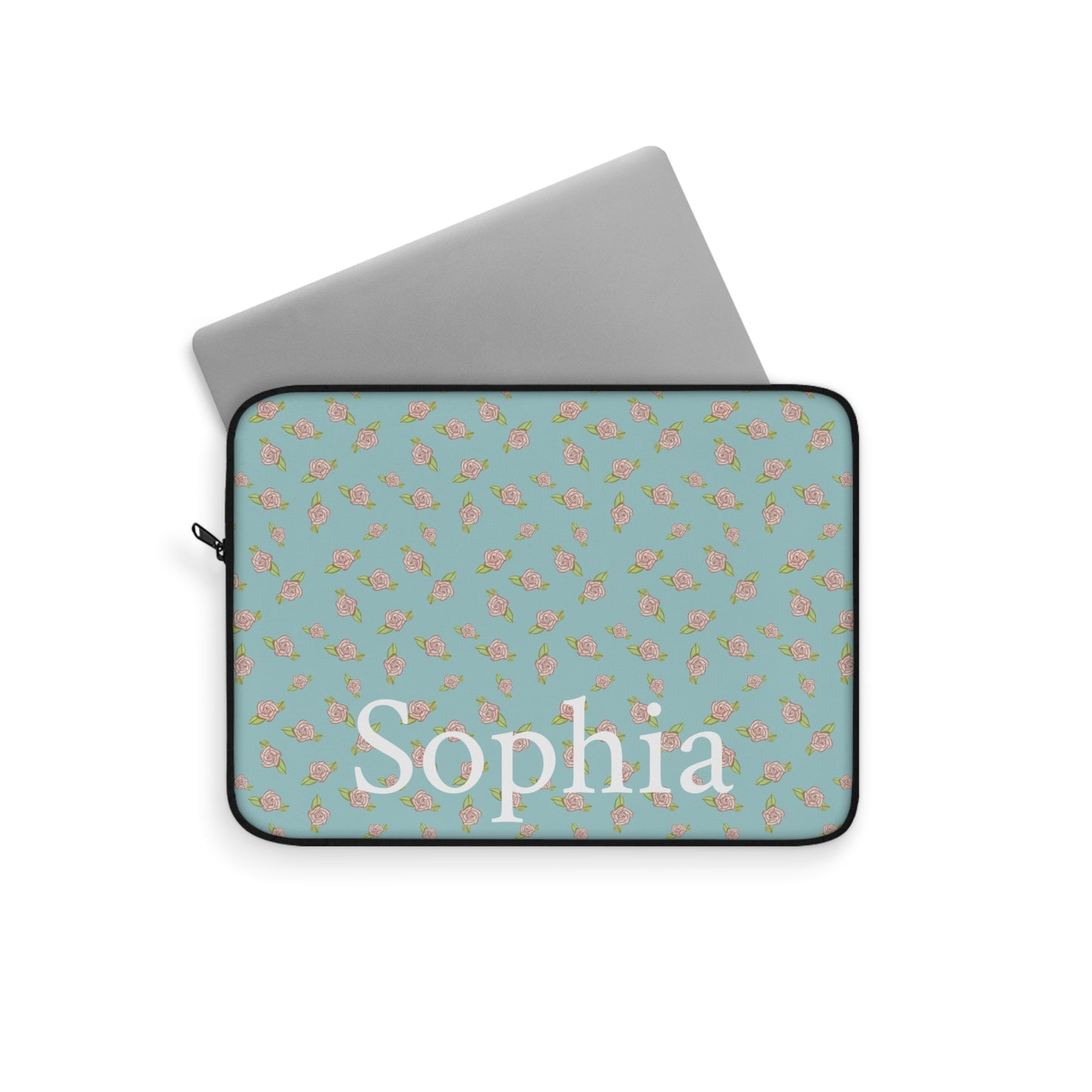 Blue Rose Coquette Pattern Laptop Sleeve, Personalized Protective Computer Cover, Tech Accessories, Tablet Bag, Padded Case