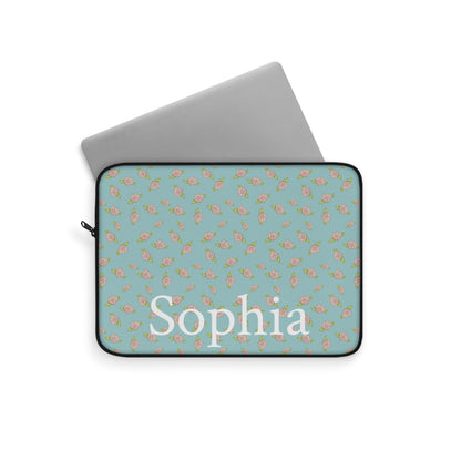 Blue Rose Coquette Pattern Laptop Sleeve, Personalized Protective Computer Cover, Tech Accessories, Tablet Bag, Padded Case
