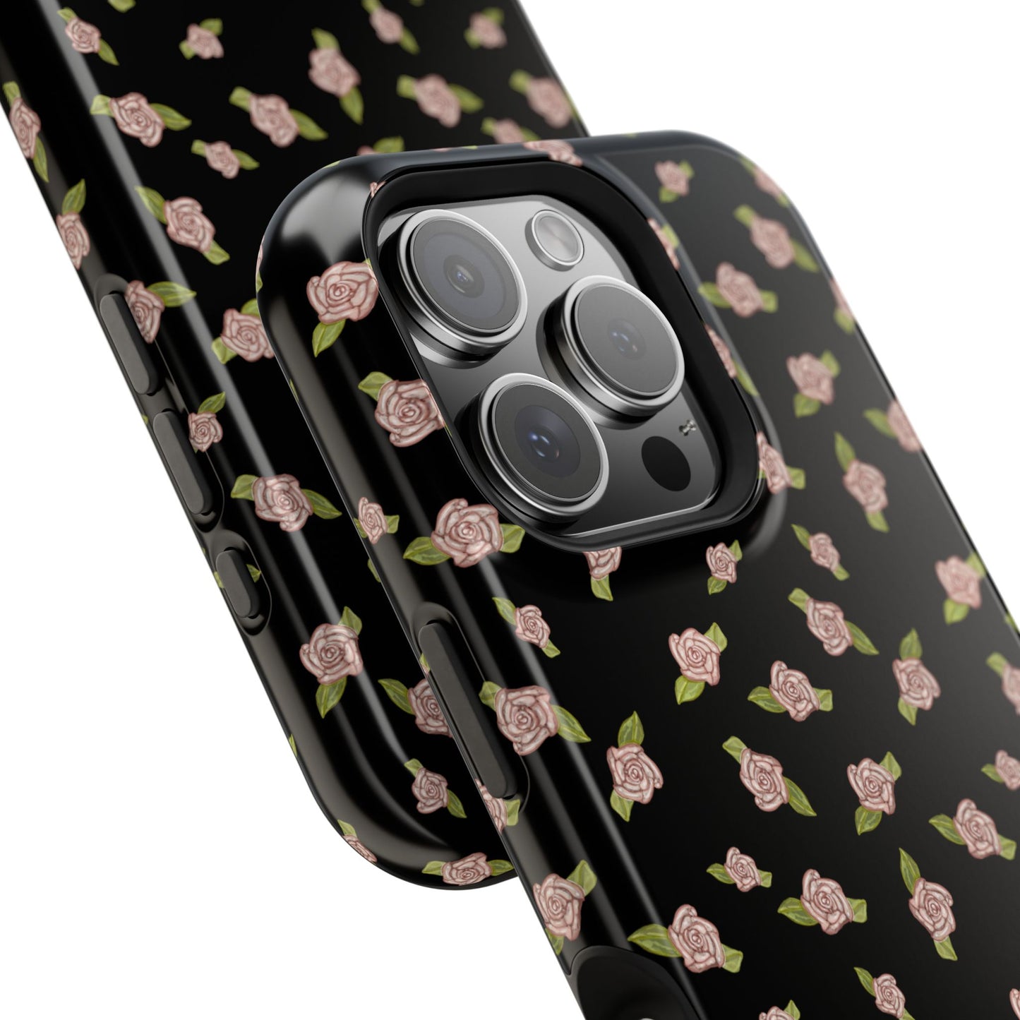Black Coquette Pink Rosettes, Magnetic Tough Cases,  Phone Accessories, Unique Gifts, Protective Phone Covers, Floral Design