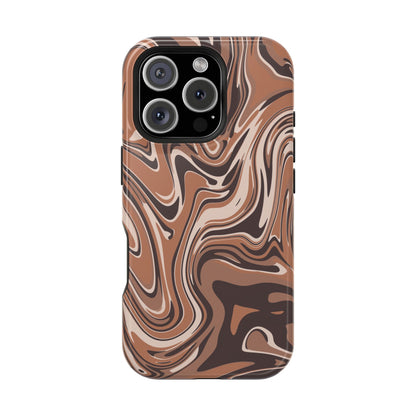 Mocha Latte Swirl Design iPhone Phone Case, MagSafe Magnetic Tough Cases,  Phone Accessories, Unique Gifts, Protective Phone Covers