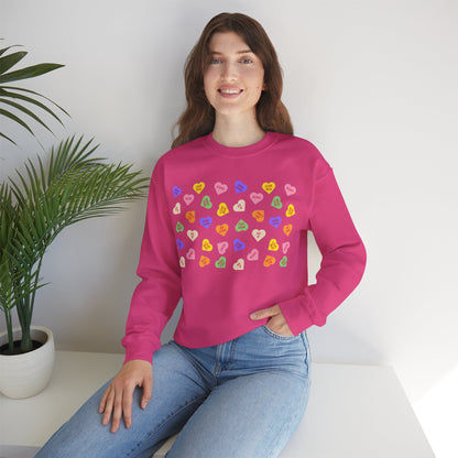 Sweet Heart Candy Valentine Sweatshirt, Crewneck Jumper, Unisex Sweater, Cozy Pullover, Winter Fashion Top