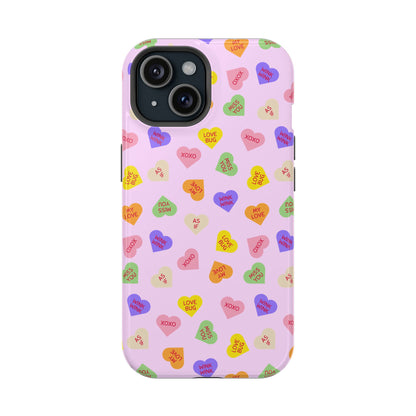 Sweet Candy Hearts, MagSafe Magnetic Tough Cases, iPhone 16 pro max case, Phone Accessories, Valentine's Day, Protective Phone Covers