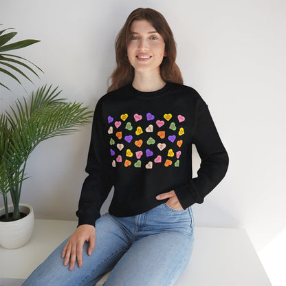 Sweet Heart Candy Valentine Sweatshirt, Crewneck Jumper, Unisex Sweater, Cozy Pullover, Winter Fashion Top