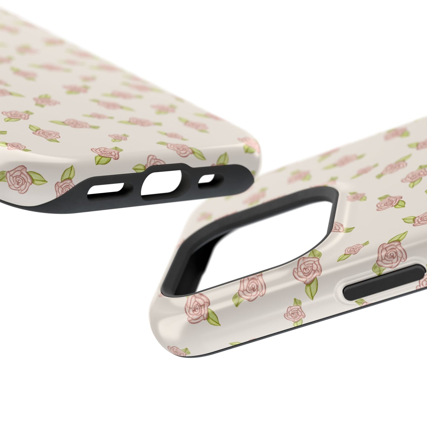 Antique White Coquette Pink Rosettes, MagSafe Magnetic Tough Cases, Phone Accessories, Unique Gifts, Protective Phone Covers, Floral Design