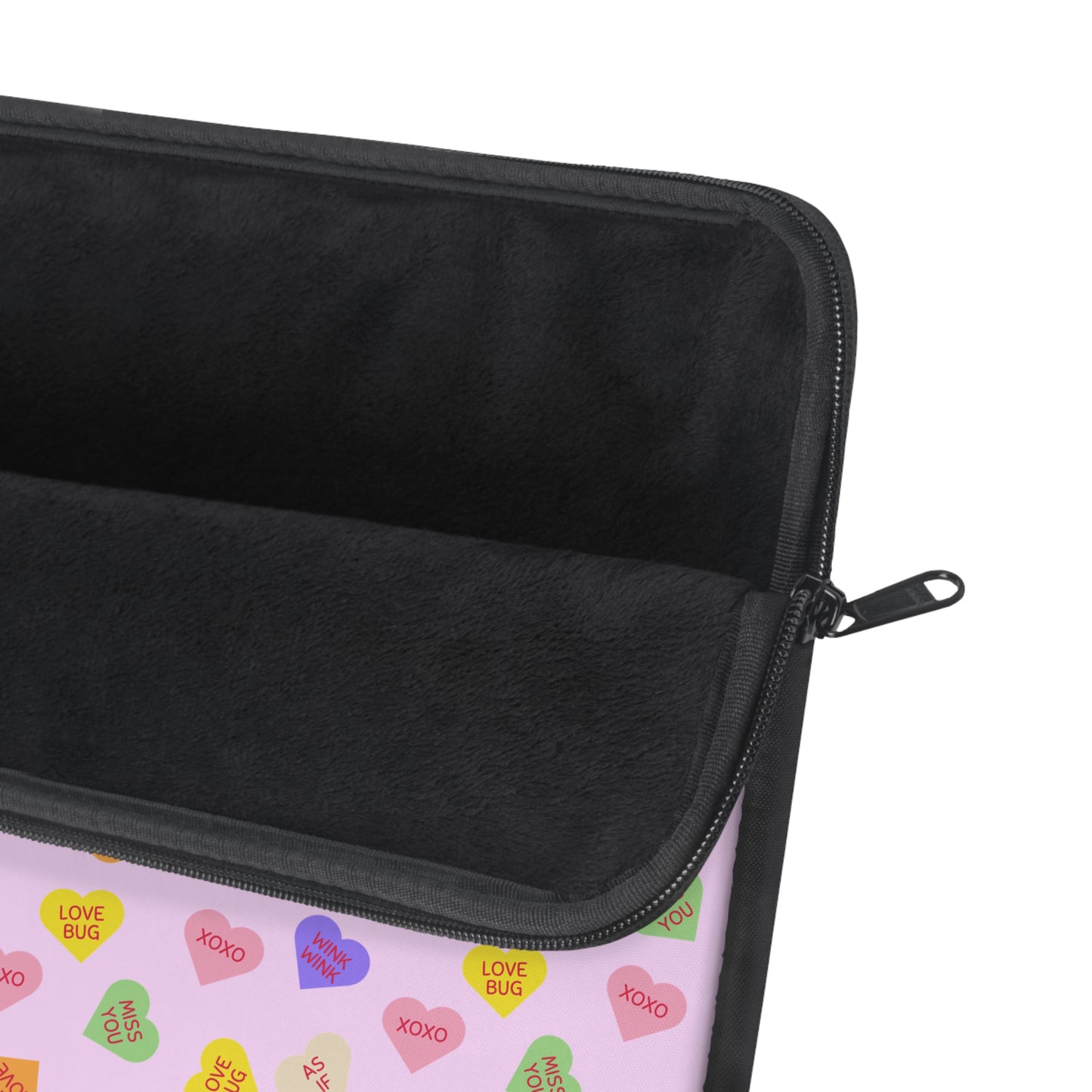 Sweet Candy Hearts Laptop Sleeve in Strawberry Pink, Protective Computer Cover, Tech Accessories, Valentine Padded Case, Tablet Bag, Case