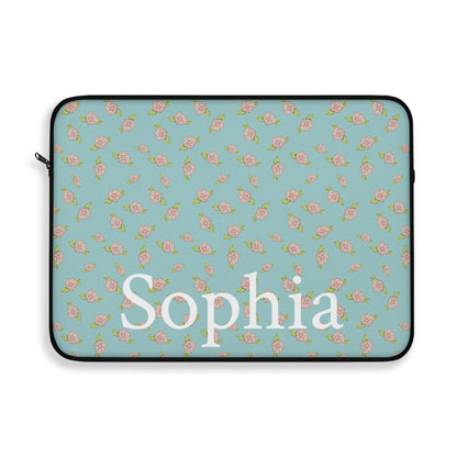 Blue Rose Coquette Pattern Laptop Sleeve, Personalized Protective Computer Cover, Tech Accessories, Tablet Bag, Padded Case