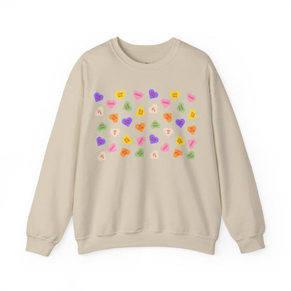 Sweet Heart Candy Valentine Sweatshirt, Crewneck Jumper, Unisex Sweater, Cozy Pullover, Winter Fashion Top