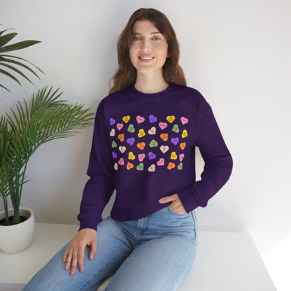 Sweet Heart Candy Valentine Sweatshirt, Crewneck Jumper, Unisex Sweater, Cozy Pullover, Winter Fashion Top