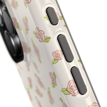 Antique White Coquette Pink Rosettes, MagSafe Magnetic Tough Cases, Phone Accessories, Unique Gifts, Protective Phone Covers, Floral Design