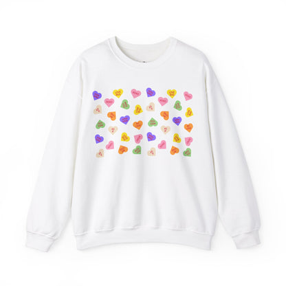 Sweet Heart Candy Valentine Sweatshirt, Crewneck Jumper, Unisex Sweater, Cozy Pullover, Winter Fashion Top