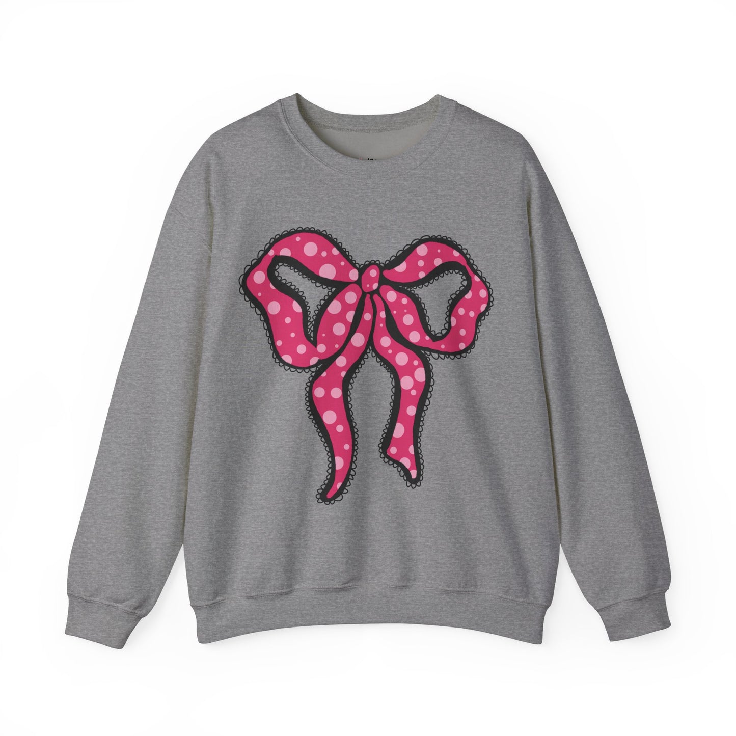 Pink Ruffle Bow Sweatshirt, Crewneck Jumper, Unisex Sweater, Cozy Pullover, Winter Fashion Top