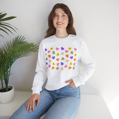 Sweet Heart Candy Valentine Sweatshirt, Crewneck Jumper, Unisex Sweater, Cozy Pullover, Winter Fashion Top