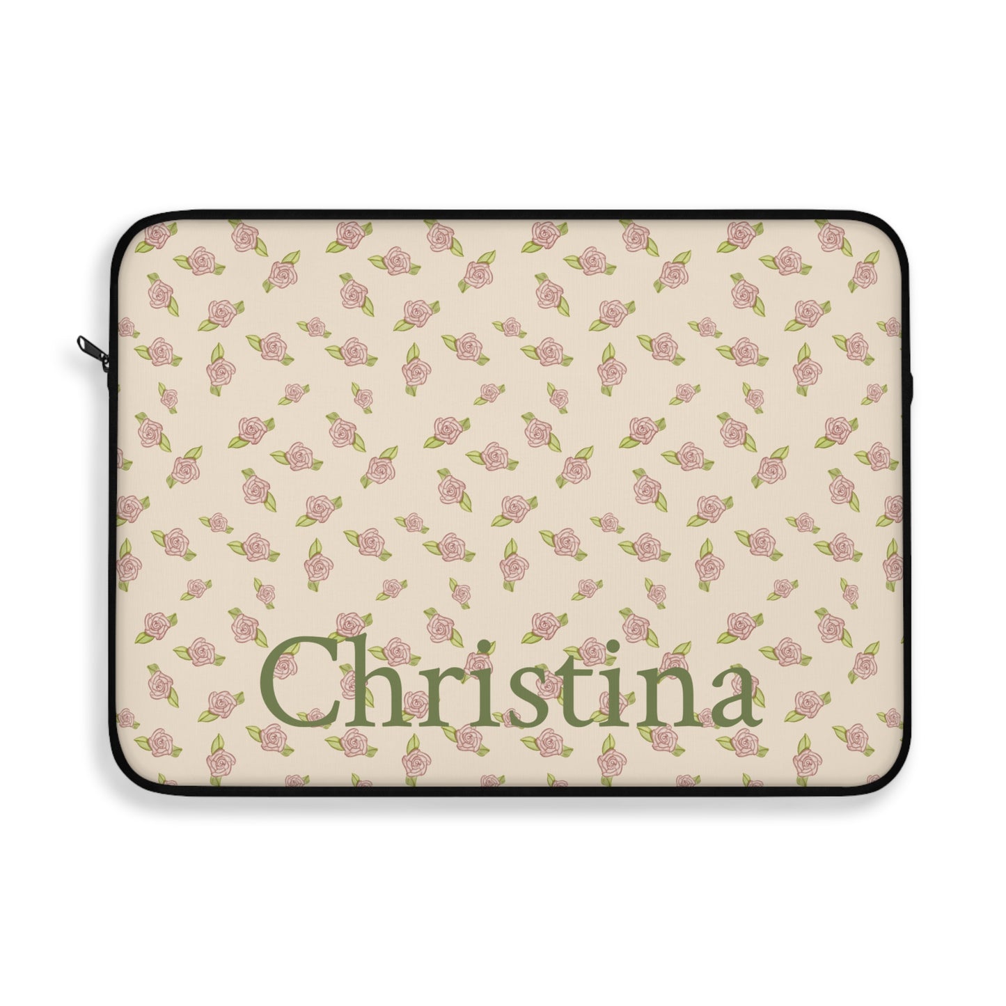 Antique White Rose Pattern Laptop Sleeve, Protective Computer Cover, Tech Accessories, Tablet Bag, Padded Case