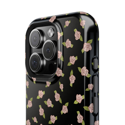 Black Coquette Pink Rosettes, Magnetic Tough Cases,  Phone Accessories, Unique Gifts, Protective Phone Covers, Floral Design