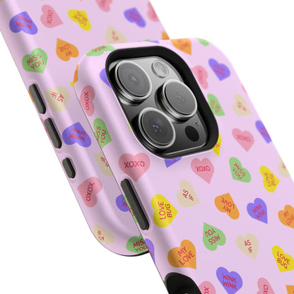 Sweet Candy Hearts, MagSafe Magnetic Tough Cases, iPhone 16 pro max case, Phone Accessories, Valentine's Day, Protective Phone Covers