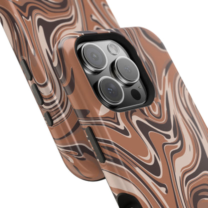Mocha Latte Swirl Design iPhone Phone Case, MagSafe Magnetic Tough Cases,  Phone Accessories, Unique Gifts, Protective Phone Covers