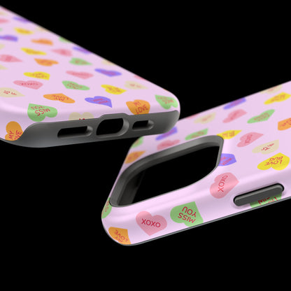 Sweet Candy Hearts, MagSafe Magnetic Tough Cases, iPhone 16 pro max case, Phone Accessories, Valentine's Day, Protective Phone Covers