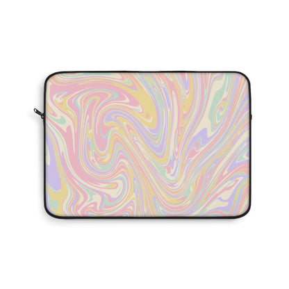 Pastel Swirl Pattern Laptop Sleeve, Protective Computer Cover, Tech Accessories, Geometric Design Padded Case, Tablet Bag, Gift for Student
