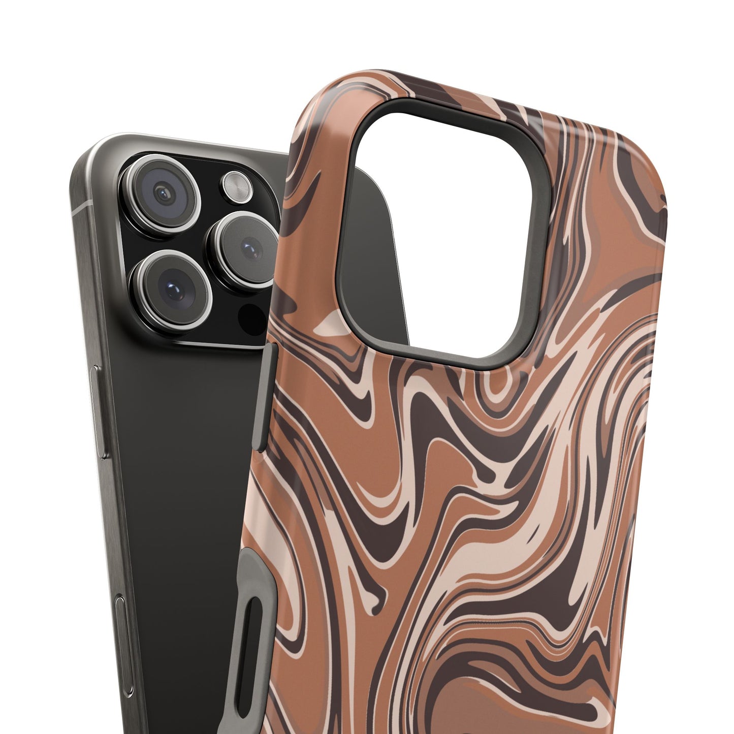 Mocha Latte Swirl Design iPhone Phone Case, MagSafe Magnetic Tough Cases,  Phone Accessories, Unique Gifts, Protective Phone Covers
